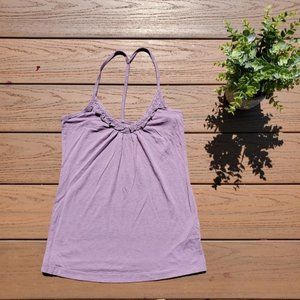 Gap Lavender Purple Lilac Tank Top Racerback Ruffle Cotton Preppy Boho Casual XS